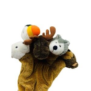 Arctic Circle Alaska Plush Hand Puppet Finger Glove Wolf Bear Moose Polar Puffin